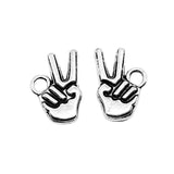 WYSIWYG 20pcs 14x10mm Victory Gesture Charms Antique Silver Color Charms For Jewelry Making Jewelry Findings