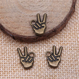 WYSIWYG 20pcs 14x10mm Victory Gesture Charms Antique Silver Color Charms For Jewelry Making Jewelry Findings