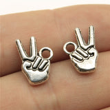 WYSIWYG 20pcs 14x10mm Victory Gesture Charms Antique Silver Color Charms For Jewelry Making Jewelry Findings