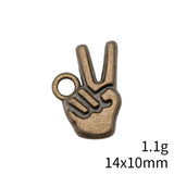 WYSIWYG 20pcs 14x10mm Victory Gesture Charms Antique Silver Color Charms For Jewelry Making Jewelry Findings