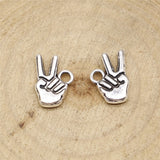 WYSIWYG 20pcs 14x10mm Victory Gesture Charms Antique Silver Color Charms For Jewelry Making Jewelry Findings