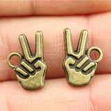 WYSIWYG 20pcs 14x10mm Victory Gesture Charms Antique Silver Color Charms For Jewelry Making Jewelry Findings