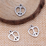 20pcs 14x11mm 2 Colors Antique Silver Color Antique Bronze Plated Peace Sign Charms Heart Peace Charms EF3893