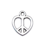 20pcs 14x11mm 2 Colors Antique Silver Color Antique Bronze Plated Peace Sign Charms Heart Peace Charms EF3893