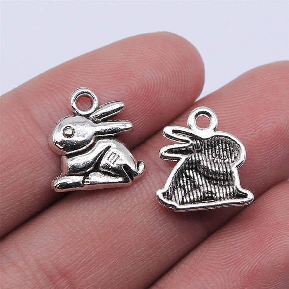 WYSIWYG 20pcs 14x13mm Antique Silver Color Rabbit Charms Pendant For Jewelry Making DIY Jewelry Findings