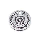 WYSIWYG 20pcs 14x14mm Antique Silver Color Pattern Small Round Card Charms For Jewelry Making