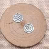 WYSIWYG 20pcs 14x14mm Antique Silver Color Pattern Small Round Card Charms For Jewelry Making