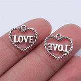 WYSIWYG 20pcs 14x15mm Antique Silver Color Love Heart Charms Pendant For Jewelry Making DIY Jewelry Findings