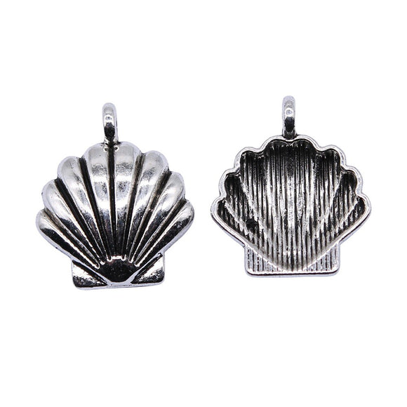 WYSIWYG 20pcs 14x17mm Shell Pendant Charms DIY Jewelry Making Jewelry Finding Antique Silver Color