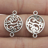 WYSIWYG 20pcs 14x20mm Antique Silver Color Flower Charms Connector For Jewelry Ma king Jewelry Findings EF3947