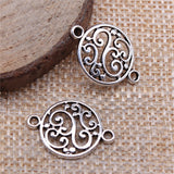 WYSIWYG 20pcs 14x20mm Antique Silver Color Flower Charms Connector For Jewelry Ma king Jewelry Findings EF3947
