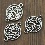 WYSIWYG 20pcs 14x20mm Antique Silver Color Flower Charms Connector For Jewelry Ma king Jewelry Findings EF3947