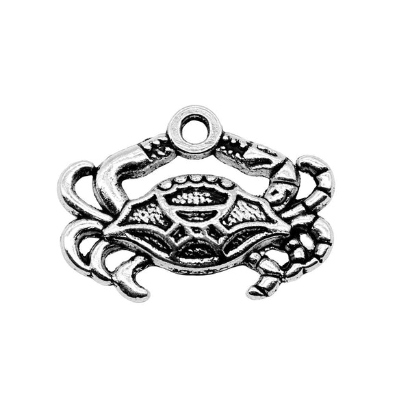WYSIWYG 20pcs 14x20mm Pendant Crab Crab Charm Pendants For Jewelry Making Antique Silver Color Crab Pendants