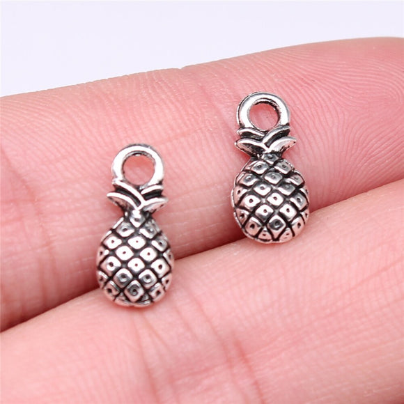 WYSIWYG 20pcs 14x7mm Pineapple Charms For Jewelry Making Antique Silver Color Charm Pendant Jewelry Accessories