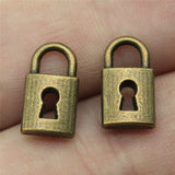 WYSIWYG 20pcs 14x8mm Pendant Lucky Lock Chinese Lucky Lock Charm Pendants Antique Silver Color Lock Lucky Pendants