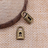 WYSIWYG 20pcs 14x8mm Pendant Lucky Lock Chinese Lucky Lock Charm Pendants Antique Silver Color Lock Lucky Pendants