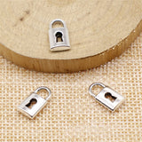 WYSIWYG 20pcs 14x8mm Pendant Lucky Lock Chinese Lucky Lock Charm Pendants Antique Silver Color Lock Lucky Pendants