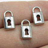 WYSIWYG 20pcs 14x8mm Pendant Lucky Lock Chinese Lucky Lock Charm Pendants Antique Silver Color Lock Lucky Pendants