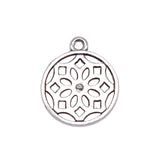 WYSIWYG 20pcs 15mm Round Flower Charms Antique Silver Color Charms For Jewelry Making Jewelry Findings