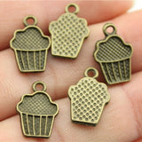 WYSIWYG 20pcs 15x10mm Cupcake Charms For Jewelry Making DIY Jewelry Findings Antique Silver Color Antique Bronze Color
