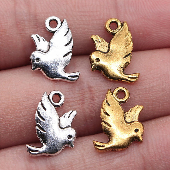 WYSIWYG 20pcs 15x11mm 3 Colors Flying Bird Charms DIY Pigeon Peace Dove Charm For Jewelry Making