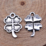 WYSIWYG 20pcs 15x11mm Four Leaf Clover Pendant Charms Antique Silver Color For Jewelry Making Zinc Alloy Jewelry Findings