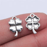 WYSIWYG 20pcs 15x11mm Four Leaf Clover Pendant Charms Antique Silver Color For Jewelry Making Zinc Alloy Jewelry Findings