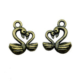 WYSIWYG 20pcs 15x12mm 2 Colors Antique Bronze Color Antique Silver Color Swan Charms Pendant DIY For Bracelet Necklace