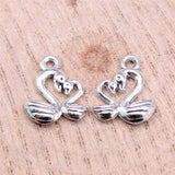 WYSIWYG 20pcs 15x12mm 2 Colors Antique Bronze Color Antique Silver Color Swan Charms Pendant DIY For Bracelet Necklace