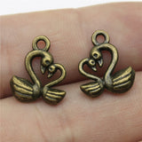 WYSIWYG 20pcs 15x12mm 2 Colors Antique Bronze Color Antique Silver Color Swan Charms Pendant DIY For Bracelet Necklace