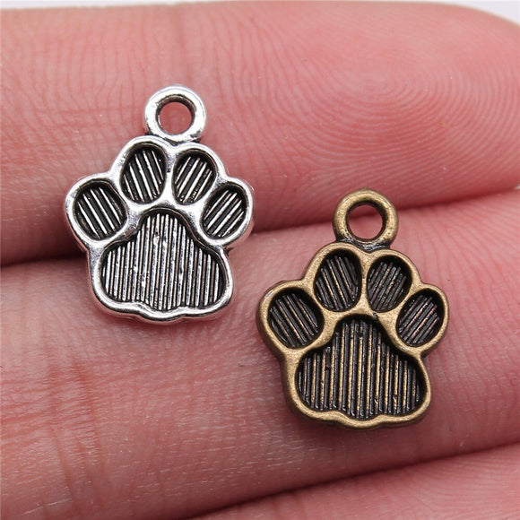 WYSIWYG 20pcs 15x12mm 2 Colors Metal Dog Paw Print Footprint Charms Pendant For Necklace Bracelet Jewelry Making Findings EF3918