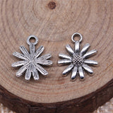 WYSIWYG 20pcs 15x12mm Antique Silver Color KC Gold Color Flowers chrysanthemum Charms For Jewelry Making DIY Jewelry Findings