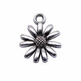 WYSIWYG 20pcs 15x12mm Antique Silver Color KC Gold Color Flowers chrysanthemum Charms For Jewelry Making DIY Jewelry Findings