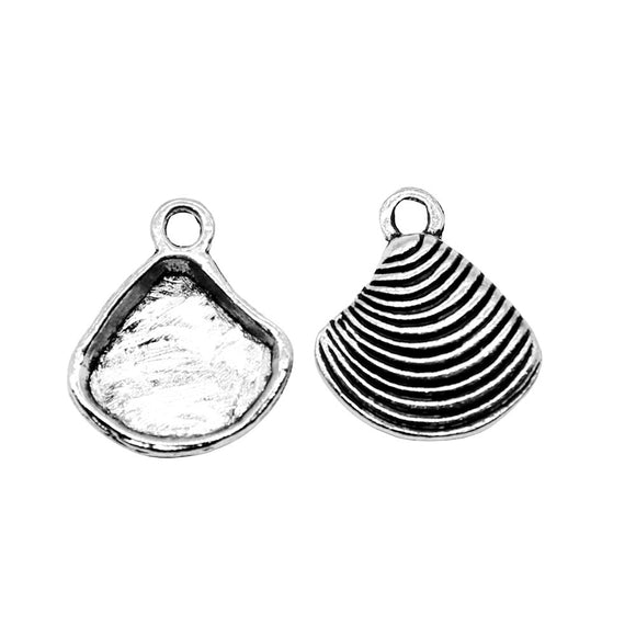 WYSIWYG 20pcs 15x13mm Antique Silver Color Shell Charm Jewelry Making Conch Shell Charm Pendant