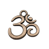 WYSIWYG 20pcs 15x14mm Antique Bronze Color Om Symbol Charms Pendant For DIY Jewelry Making Handmade Jewelry Craft Findings
