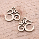 WYSIWYG 20pcs 15x14mm Antique Bronze Color Om Symbol Charms Pendant For DIY Jewelry Making Handmade Jewelry Craft Findings