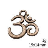 WYSIWYG 20pcs 15x14mm Antique Bronze Color Om Symbol Charms Pendant For DIY Jewelry Making Handmade Jewelry Craft Findings