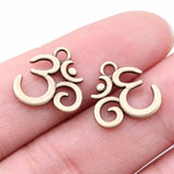 WYSIWYG 20pcs 15x14mm Antique Bronze Color Om Symbol Charms Pendant For DIY Jewelry Making Handmade Jewelry Craft Findings