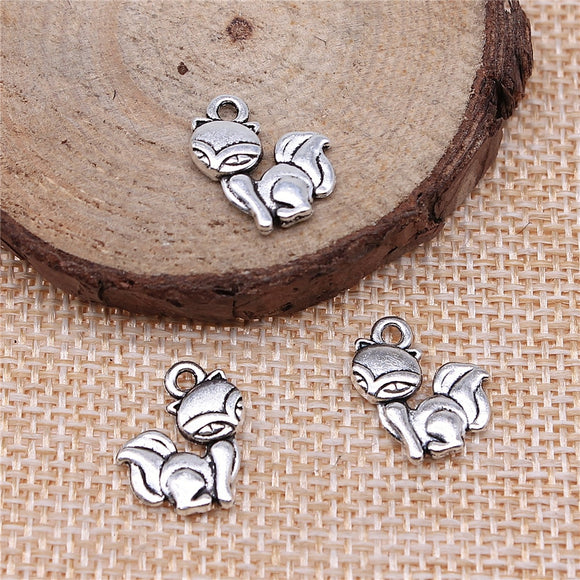 WYSIWYG 20pcs 15x14mm Charms Fox Antique Silver Color Pendants Crafts Making Findings Handmade Jewelry DIY For Necklace