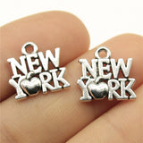 WYSIWYG 20pcs 15x14mm New York Charms Antique Silver Color Pendant Charms For Jewelry Making Jewelry Findings