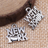 WYSIWYG 20pcs 15x14mm New York Charms Antique Silver Color Pendant Charms For Jewelry Making Jewelry Findings
