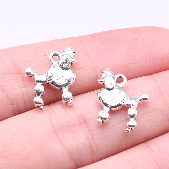 WYSIWYG 20pcs 15x14mm Poodle Dog Charms For Jewelry Making Antique Silver Plated Antique Bronze Color Jewelry Findings