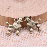 WYSIWYG 20pcs 15x14mm Poodle Dog Charms For Jewelry Making Antique Silver Plated Antique Bronze Color Jewelry Findings