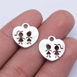 WYSIWYG 20pcs 15x15mm Antique Silver Color Heart Boy Girl Charms Pendant For Jewelry Making DIY Jewelry Findings