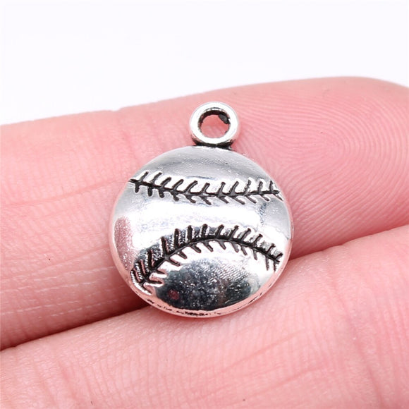 WYSIWYG 20pcs 15x15mm Baseball Charms Pendants For Jewelry Making Antique Silver Plated Antique Bronze Color Jewelry Findings