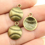WYSIWYG 20pcs 15x15mm Baseball Charms Pendants For Jewelry Making Antique Silver Plated Antique Bronze Color Jewelry Findings
