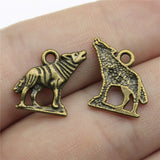20pcs 15x15mm Charm Howl Wolf Howl Wolf Charms For Jewelry Making Antique Silver Color Wolf Charms ef0505