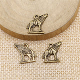 20pcs 15x15mm Charm Howl Wolf Howl Wolf Charms For Jewelry Making Antique Silver Color Wolf Charms ef0505