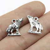 20pcs 15x15mm Charm Howl Wolf Howl Wolf Charms For Jewelry Making Antique Silver Color Wolf Charms ef0505