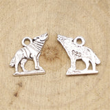 20pcs 15x15mm Charm Howl Wolf Howl Wolf Charms For Jewelry Making Antique Silver Color Wolf Charms ef0505